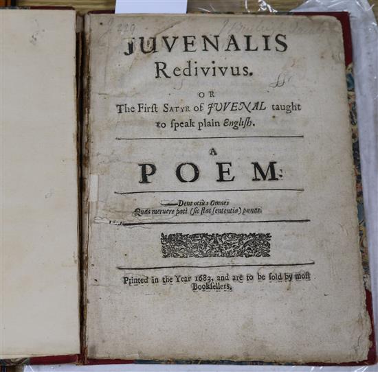 Juvenalis Redivivus, A Poem, 1683 (first edition of Thomas Wood trans), later half red morocco and marbled boards